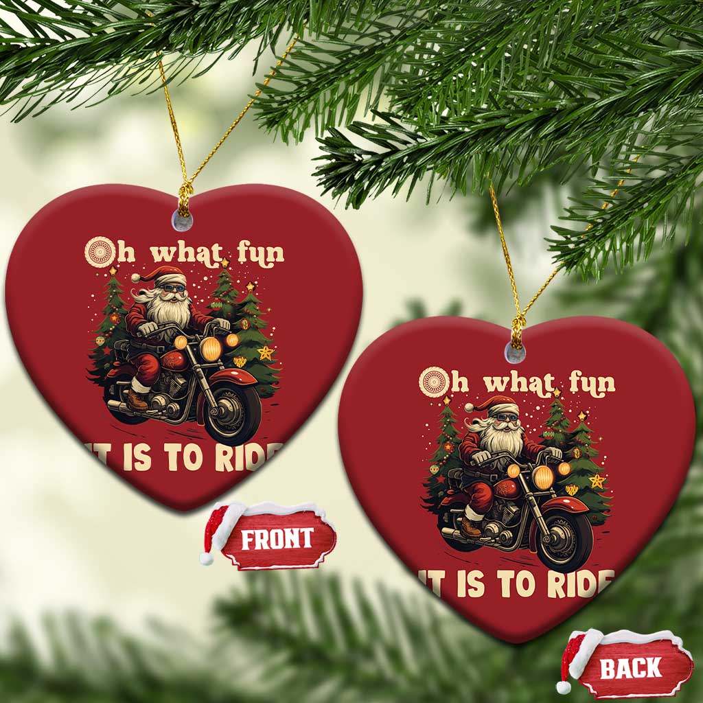 Biker Santa Claus Christmas Ornament Oh What Fun It Is To Ride Motorcycle Xmas Tree TS02