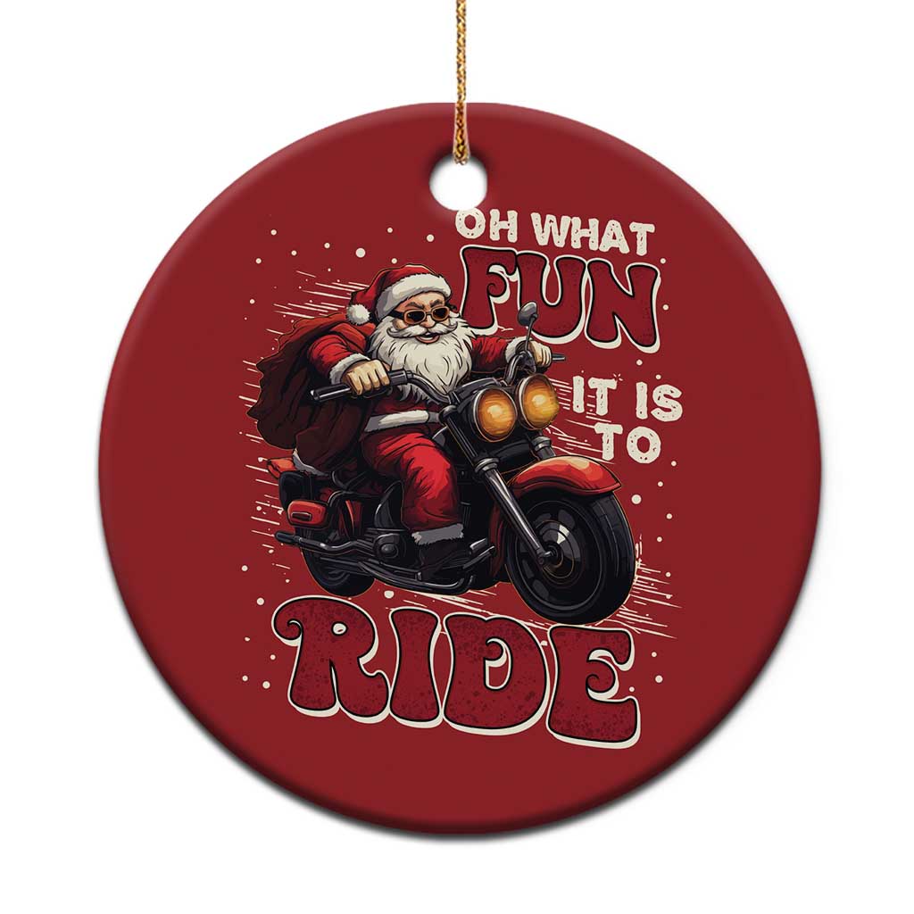 Biker Santa Claus Christmas Ornament Oh What Fun It Is To Ride Motorcycle Xmas TS02