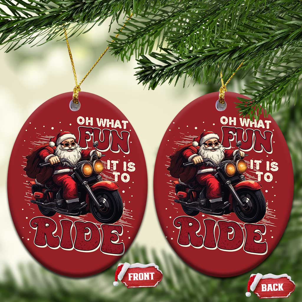 Biker Santa Claus Christmas Ornament Oh What Fun It Is To Ride Motorcycle Xmas TS02