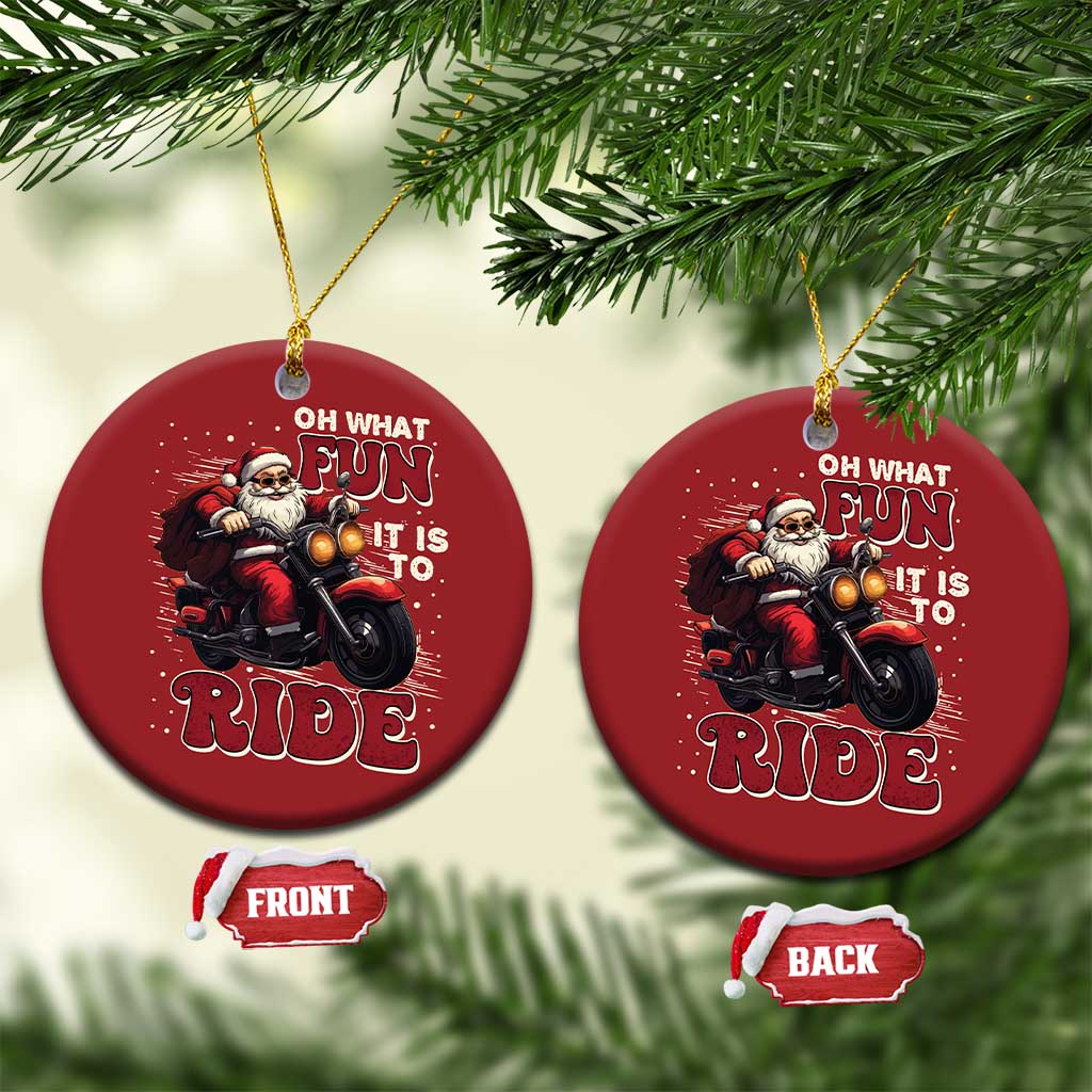 Biker Santa Claus Christmas Ornament Oh What Fun It Is To Ride Motorcycle Xmas TS02
