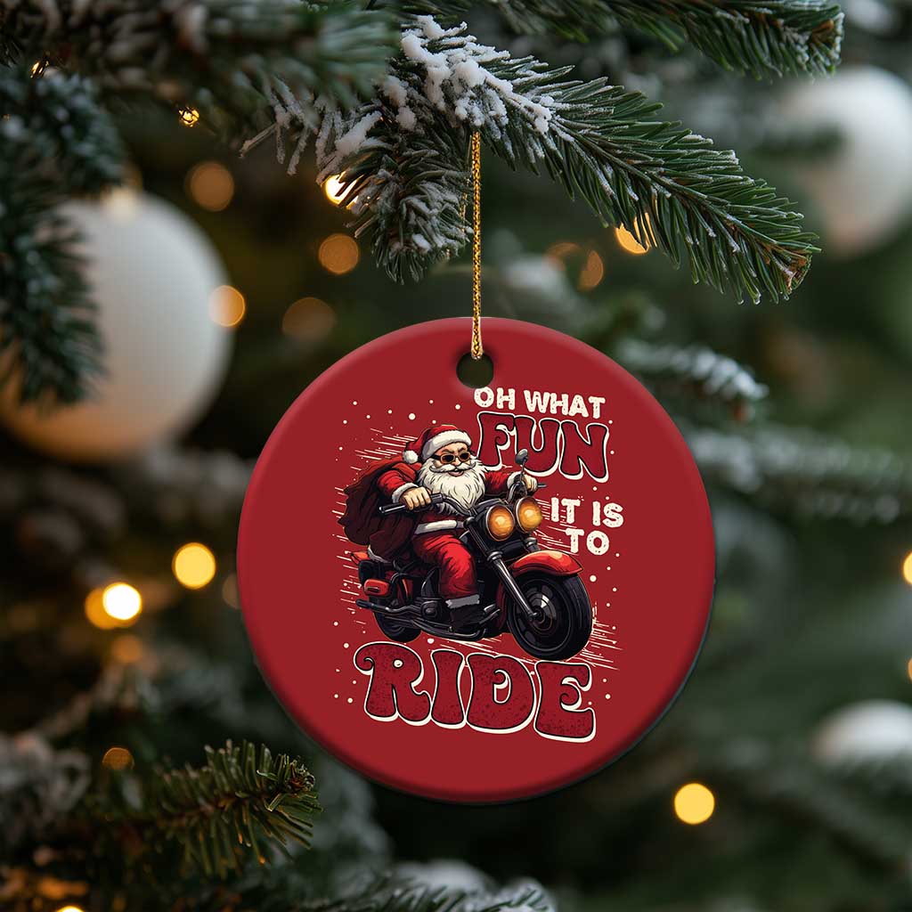 Biker Santa Claus Christmas Ornament Oh What Fun It Is To Ride Motorcycle Xmas TS02