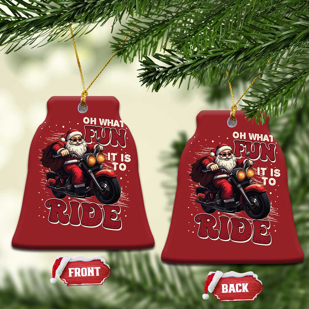 Biker Santa Claus Christmas Ornament Oh What Fun It Is To Ride Motorcycle Xmas TS02