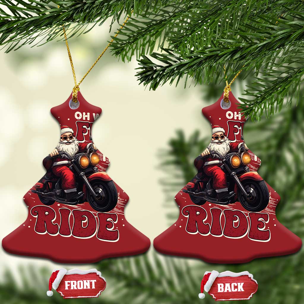 Biker Santa Claus Christmas Ornament Oh What Fun It Is To Ride Motorcycle Xmas TS02