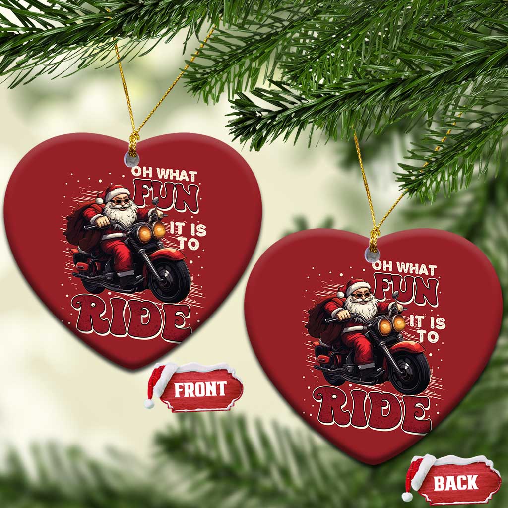Biker Santa Claus Christmas Ornament Oh What Fun It Is To Ride Motorcycle Xmas TS02
