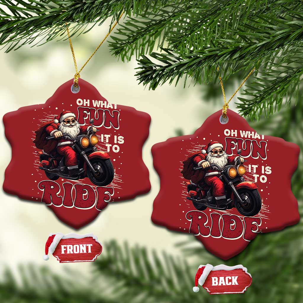 Biker Santa Claus Christmas Ornament Oh What Fun It Is To Ride Motorcycle Xmas TS02