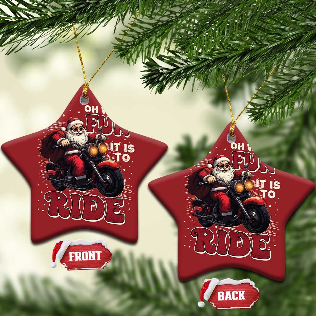 Biker Santa Claus Christmas Ornament Oh What Fun It Is To Ride Motorcycle Xmas TS02