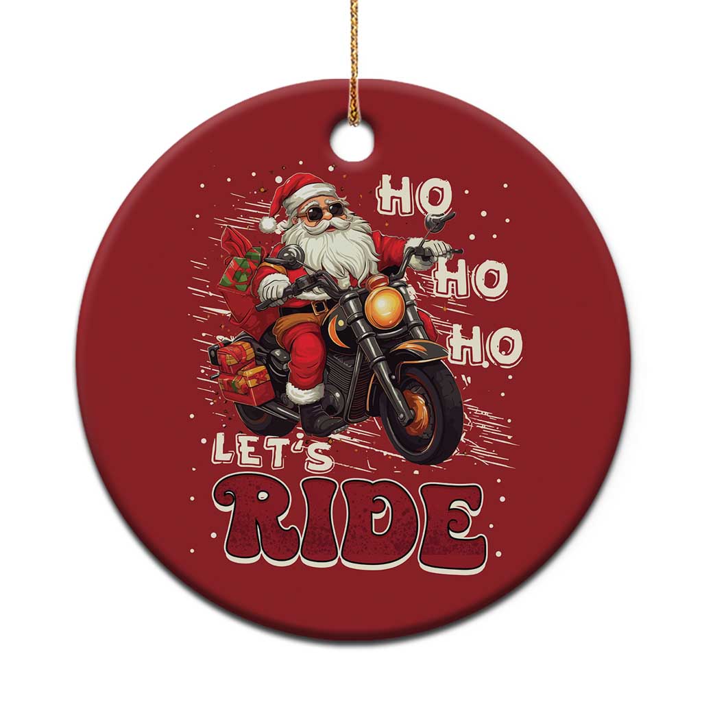 Biker Santa Claus Christmas Ornament Ho Ho Ho Let's Ride Xmas TS02