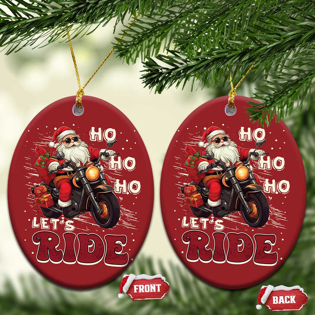 Biker Santa Claus Christmas Ornament Ho Ho Ho Let's Ride Xmas TS02