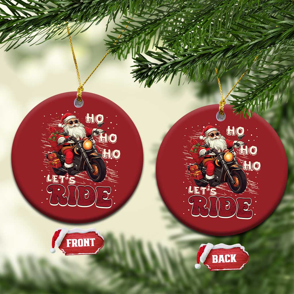 Biker Santa Claus Christmas Ornament Ho Ho Ho Let's Ride Xmas TS02