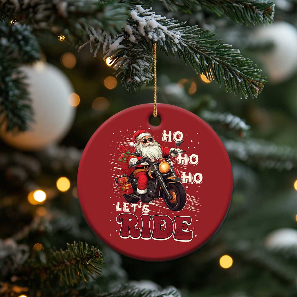 Biker Santa Claus Christmas Ornament Ho Ho Ho Let's Ride Xmas TS02