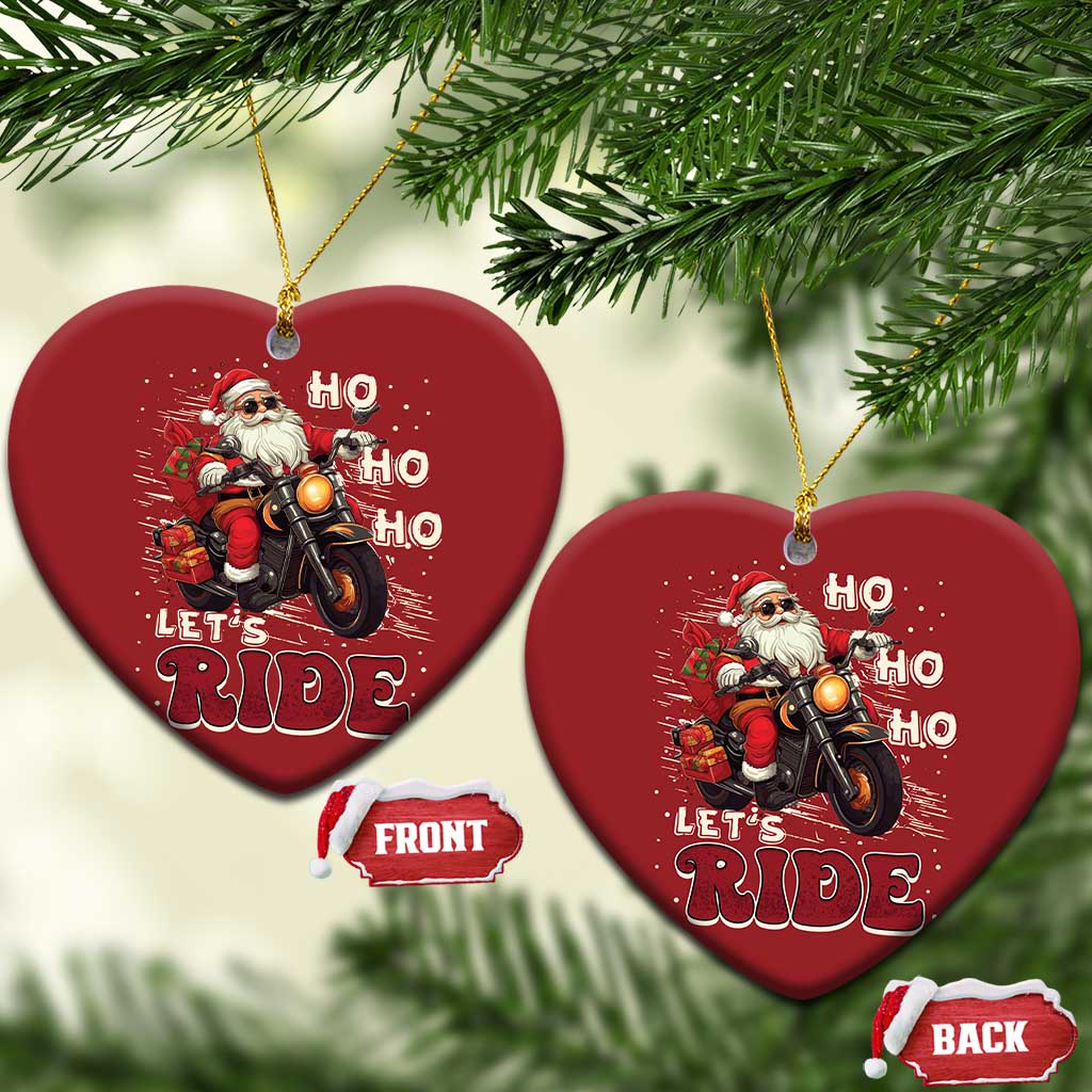 Biker Santa Claus Christmas Ornament Ho Ho Ho Let's Ride Xmas TS02