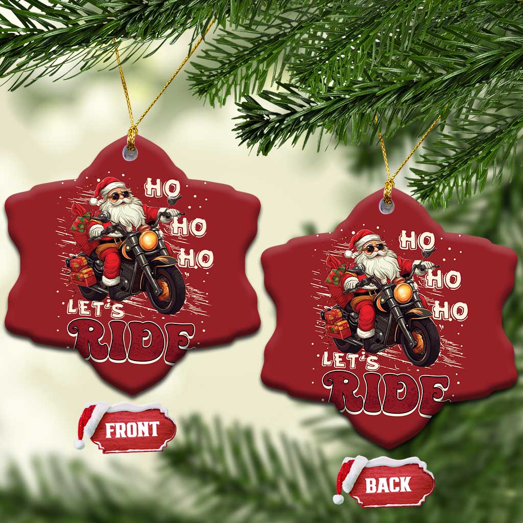 Biker Santa Claus Christmas Ornament Ho Ho Ho Let's Ride Xmas TS02