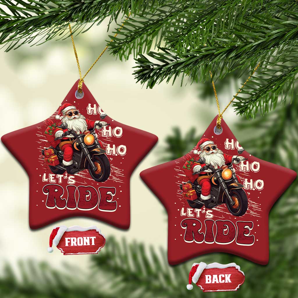 Biker Santa Claus Christmas Ornament Ho Ho Ho Let's Ride Xmas TS02