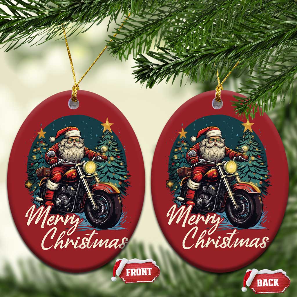 Biker Santa Claus Christmas Ornament Merry Xmas Riding Motorcycle TS02