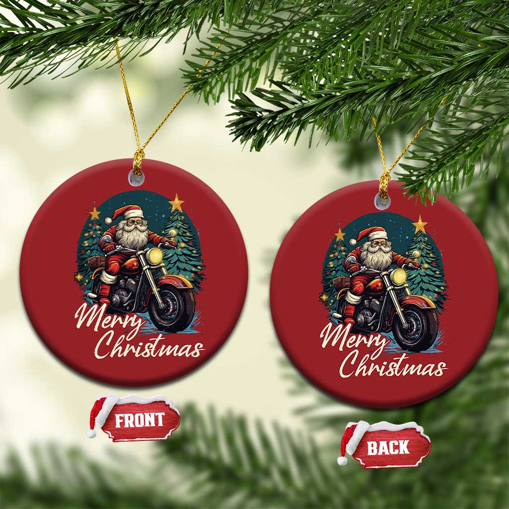 Biker Santa Claus Christmas Ornament Merry Xmas Riding Motorcycle TS02