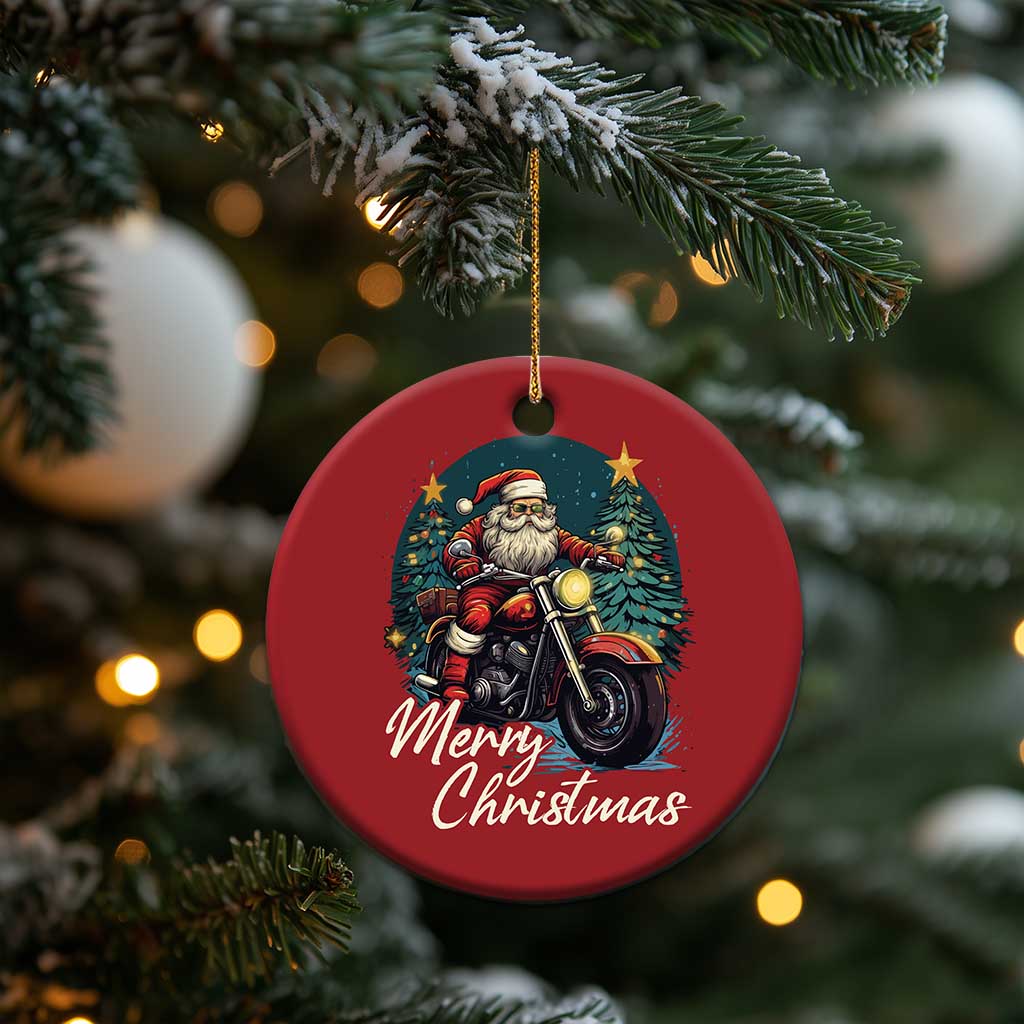 Biker Santa Claus Christmas Ornament Merry Xmas Riding Motorcycle TS02