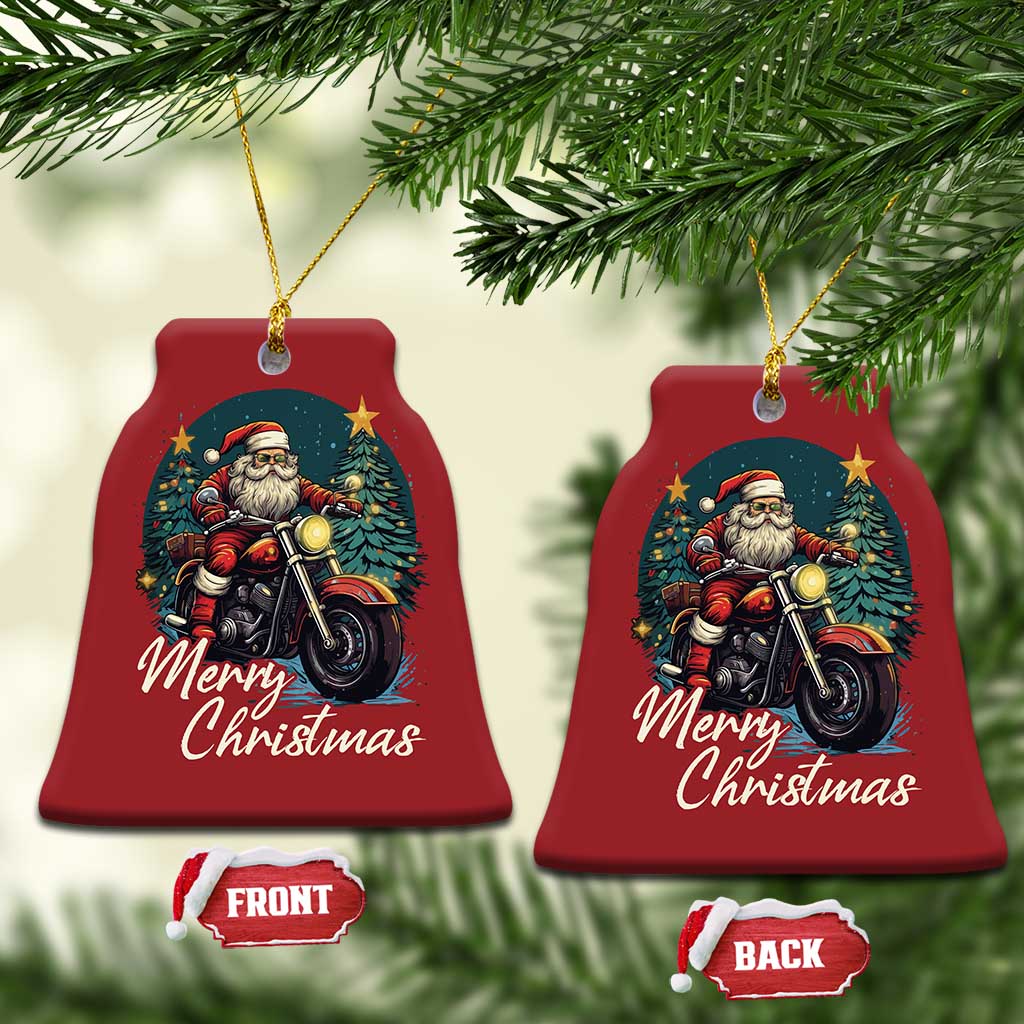 Biker Santa Claus Christmas Ornament Merry Xmas Riding Motorcycle TS02