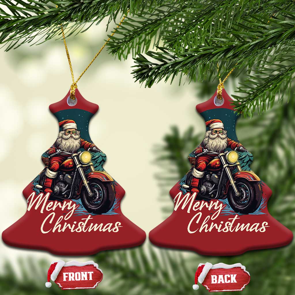 Biker Santa Claus Christmas Ornament Merry Xmas Riding Motorcycle TS02