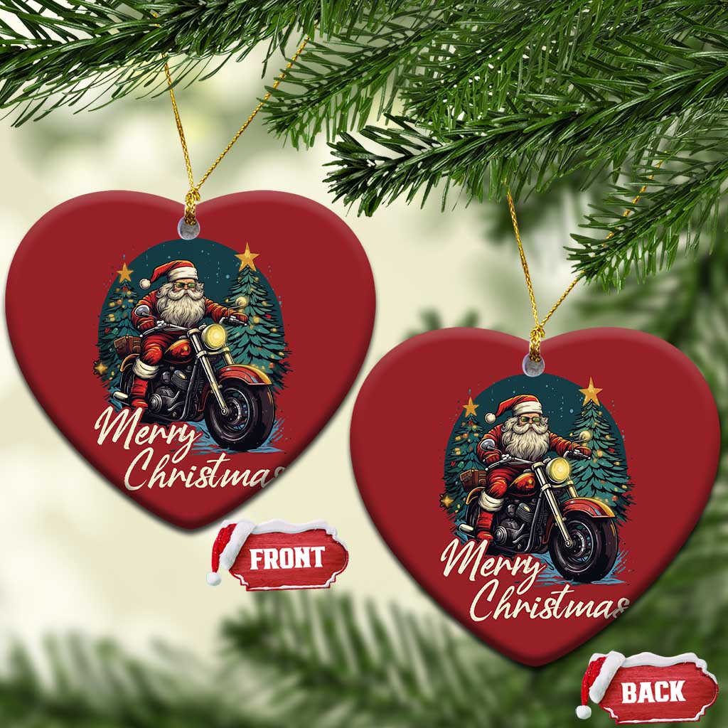Biker Santa Claus Christmas Ornament Merry Xmas Riding Motorcycle TS02