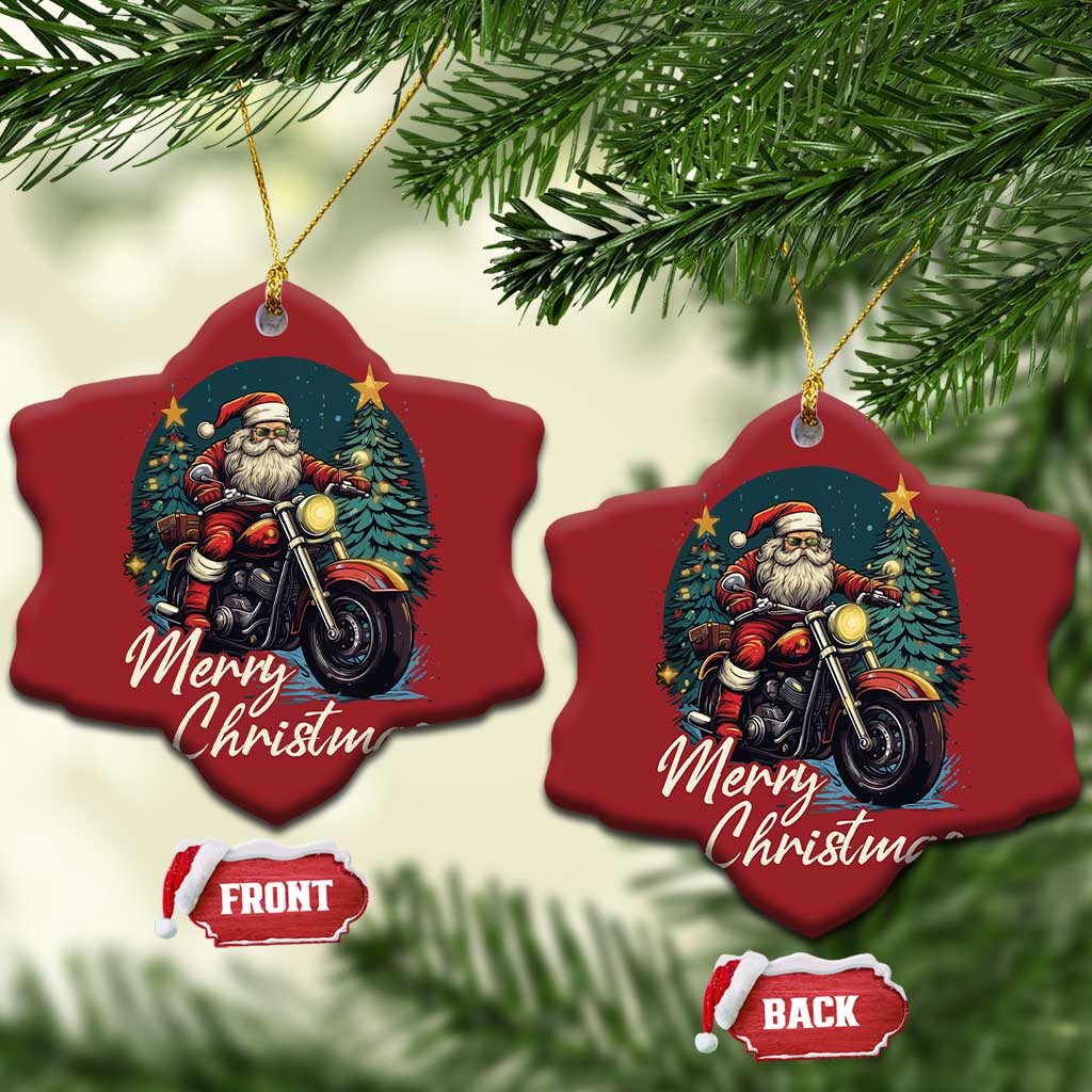 Biker Santa Claus Christmas Ornament Merry Xmas Riding Motorcycle TS02