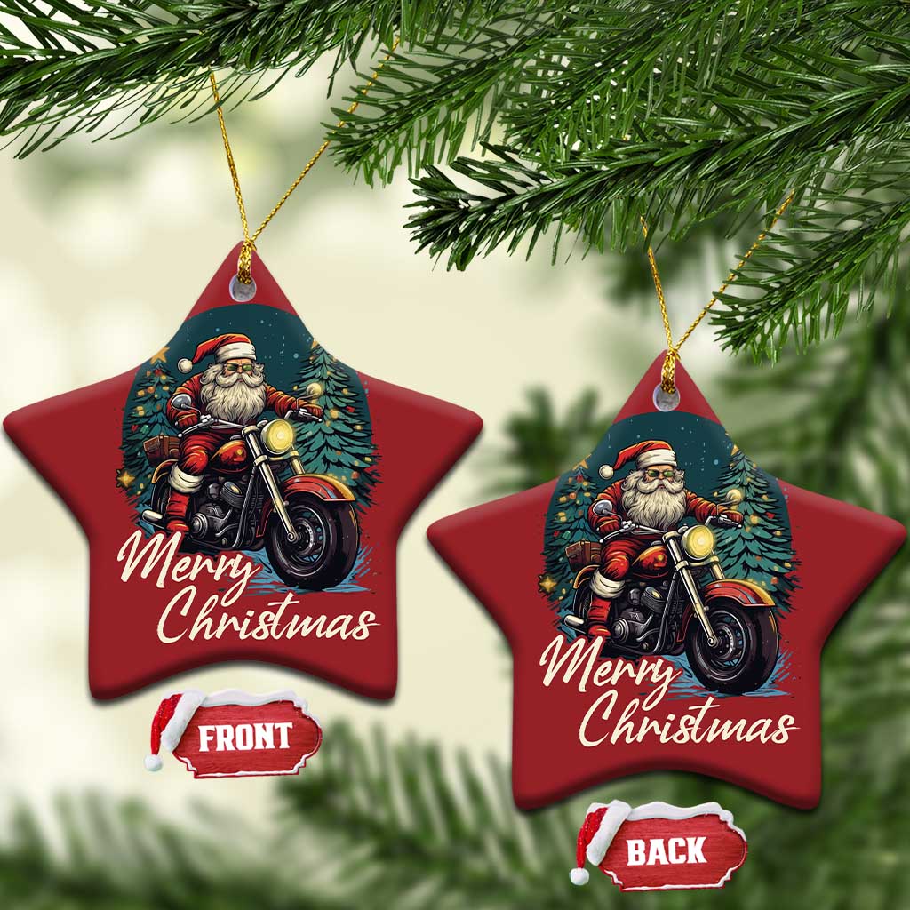Biker Santa Claus Christmas Ornament Merry Xmas Riding Motorcycle TS02