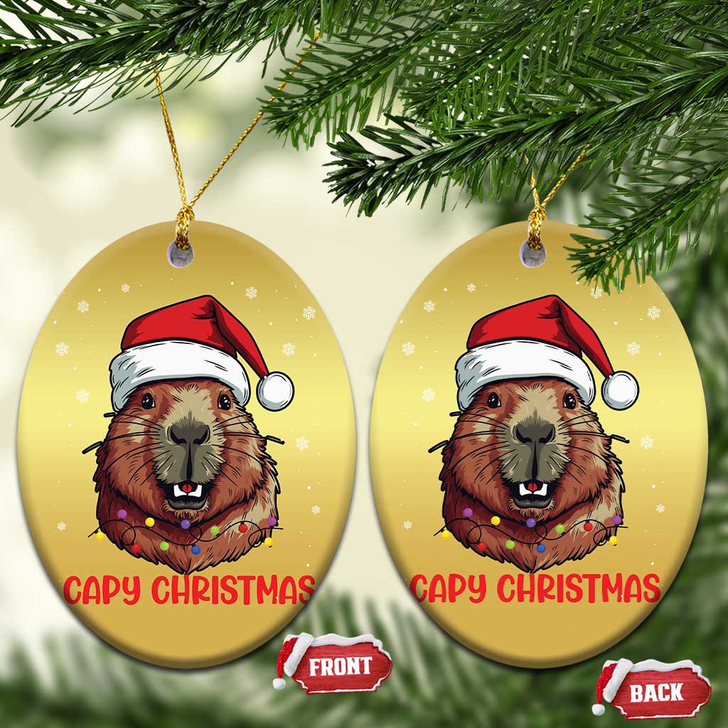 Funny Xmas Capybara Christmas Ornament Capy Xmas Meme Santa Hat TS02