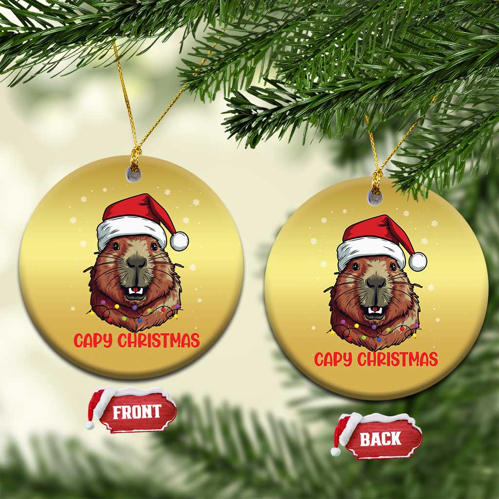 Funny Xmas Capybara Christmas Ornament Capy Xmas Meme Santa Hat TS02