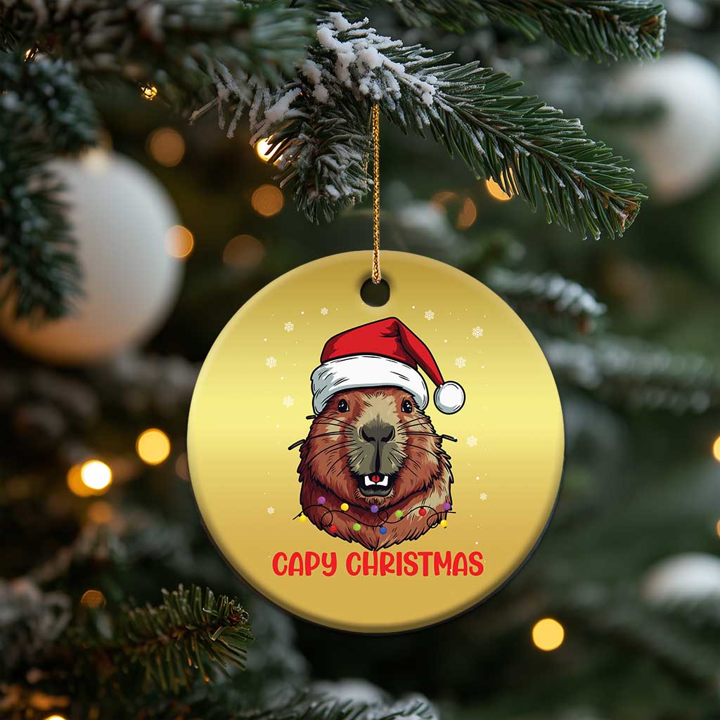 Funny Xmas Capybara Christmas Ornament Capy Xmas Meme Santa Hat TS02