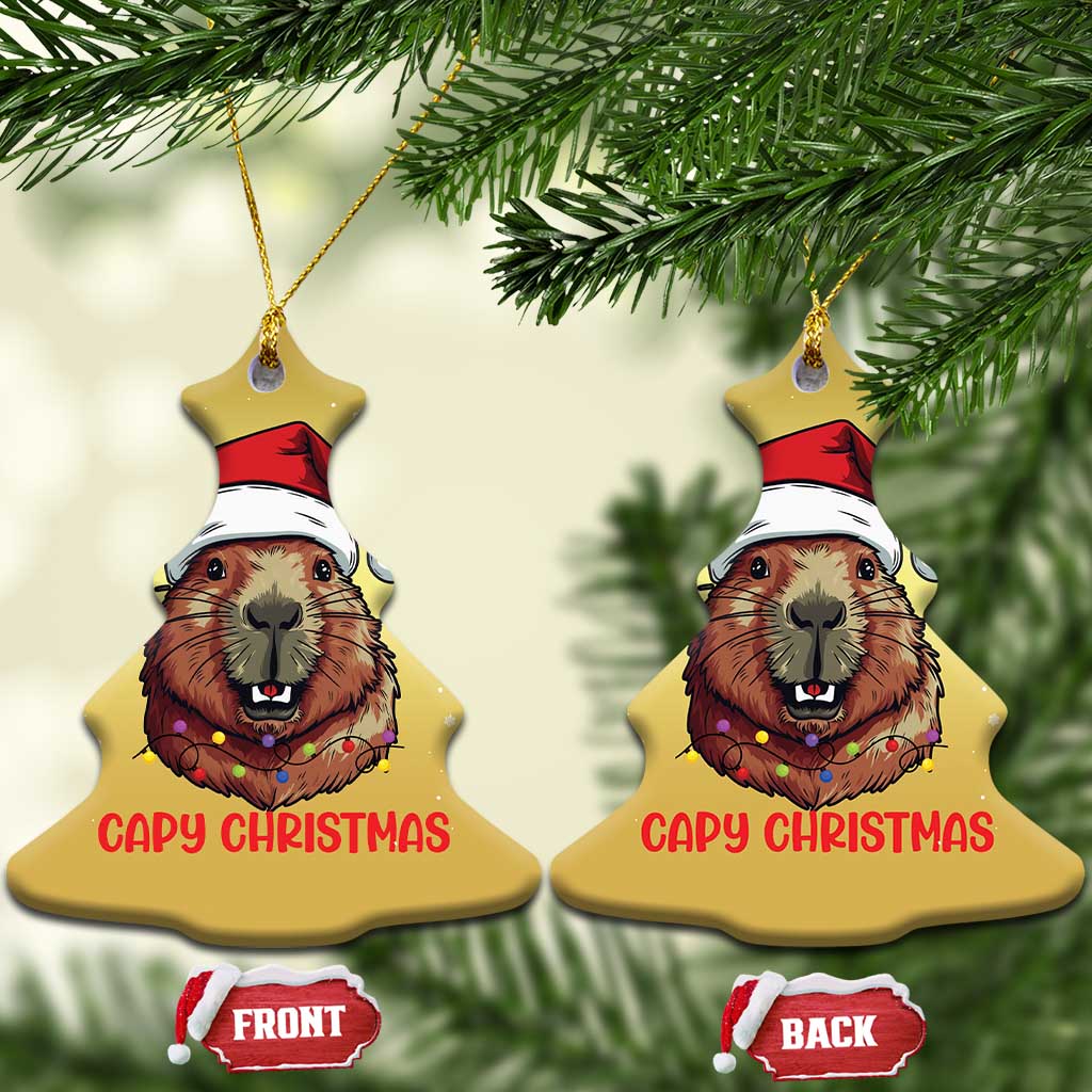 Funny Xmas Capybara Christmas Ornament Capy Xmas Meme Santa Hat TS02
