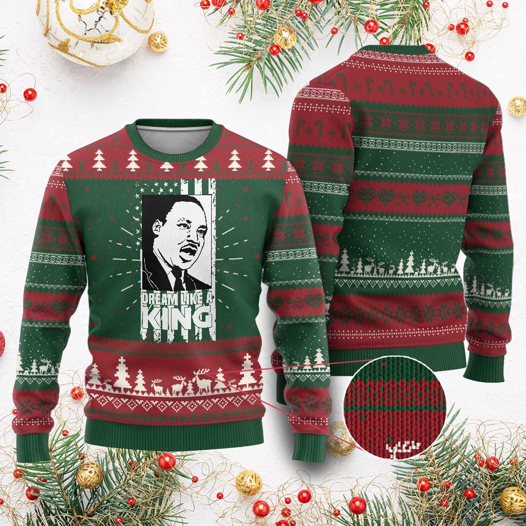 Martin Luther King Jr. Knit Sweatshirt Dream Like A King MLK Black History American Flag TS02