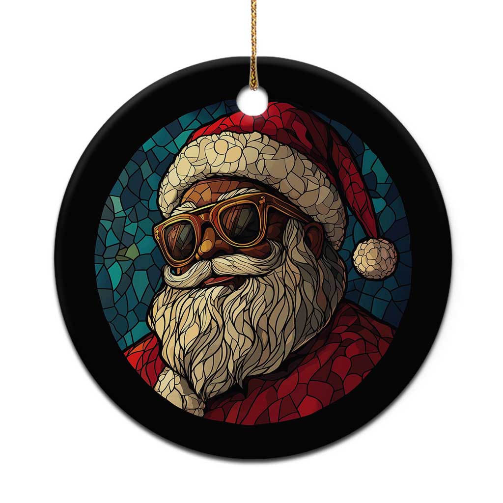 Cool African American Santa Stained Glass Effect Printed Christmas Ornament Melanin Claus Festive Xmas Tree Decor TS02
