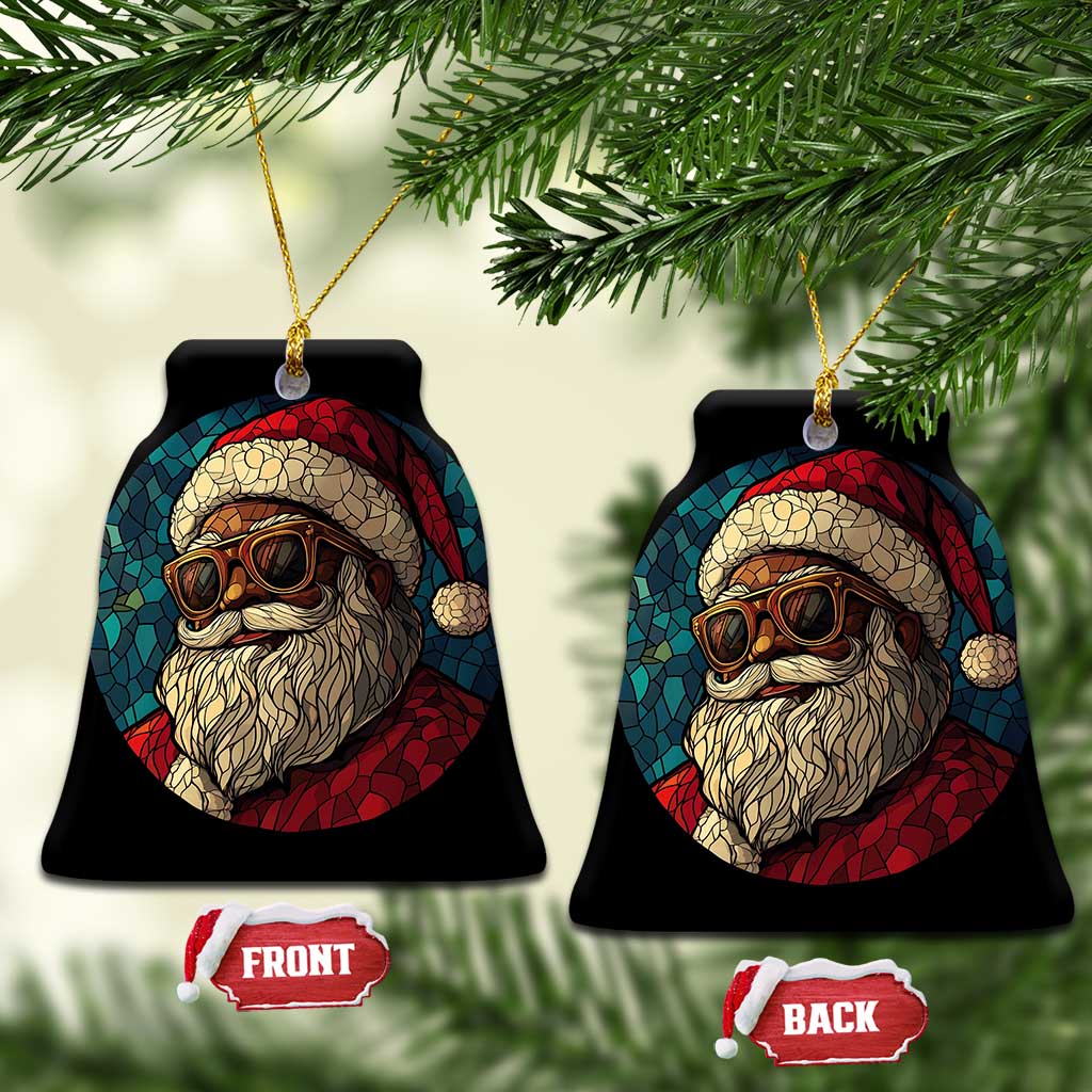 Cool African American Santa Stained Glass Effect Printed Christmas Ornament Melanin Claus Festive Xmas Tree Decor TS02
