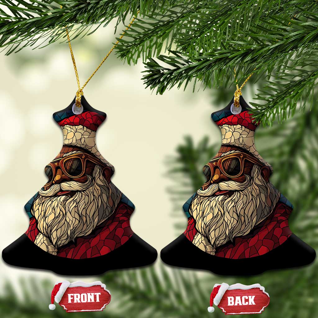 Cool African American Santa Stained Glass Effect Printed Christmas Ornament Melanin Claus Festive Xmas Tree Decor TS02