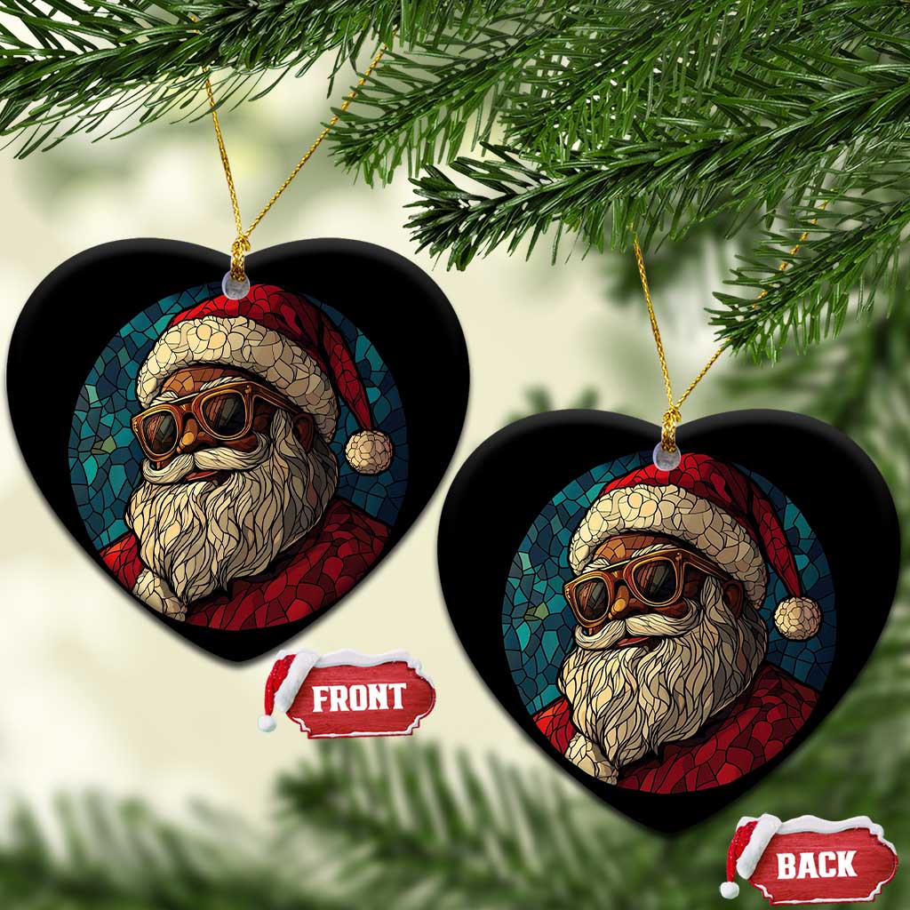 Cool African American Santa Stained Glass Effect Printed Christmas Ornament Melanin Claus Festive Xmas Tree Decor TS02