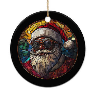 African American Santa Stained Glass Effect Printed Christmas Ornament Melanin Claus Festive Xmas Tree Decor TS02