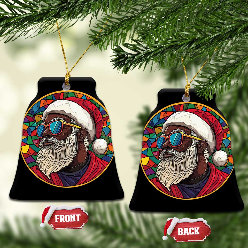 Cool African American Santa Stained Glass Effect Printed Christmas Ornament Melanin Claus Festive Xmas Tree TS02