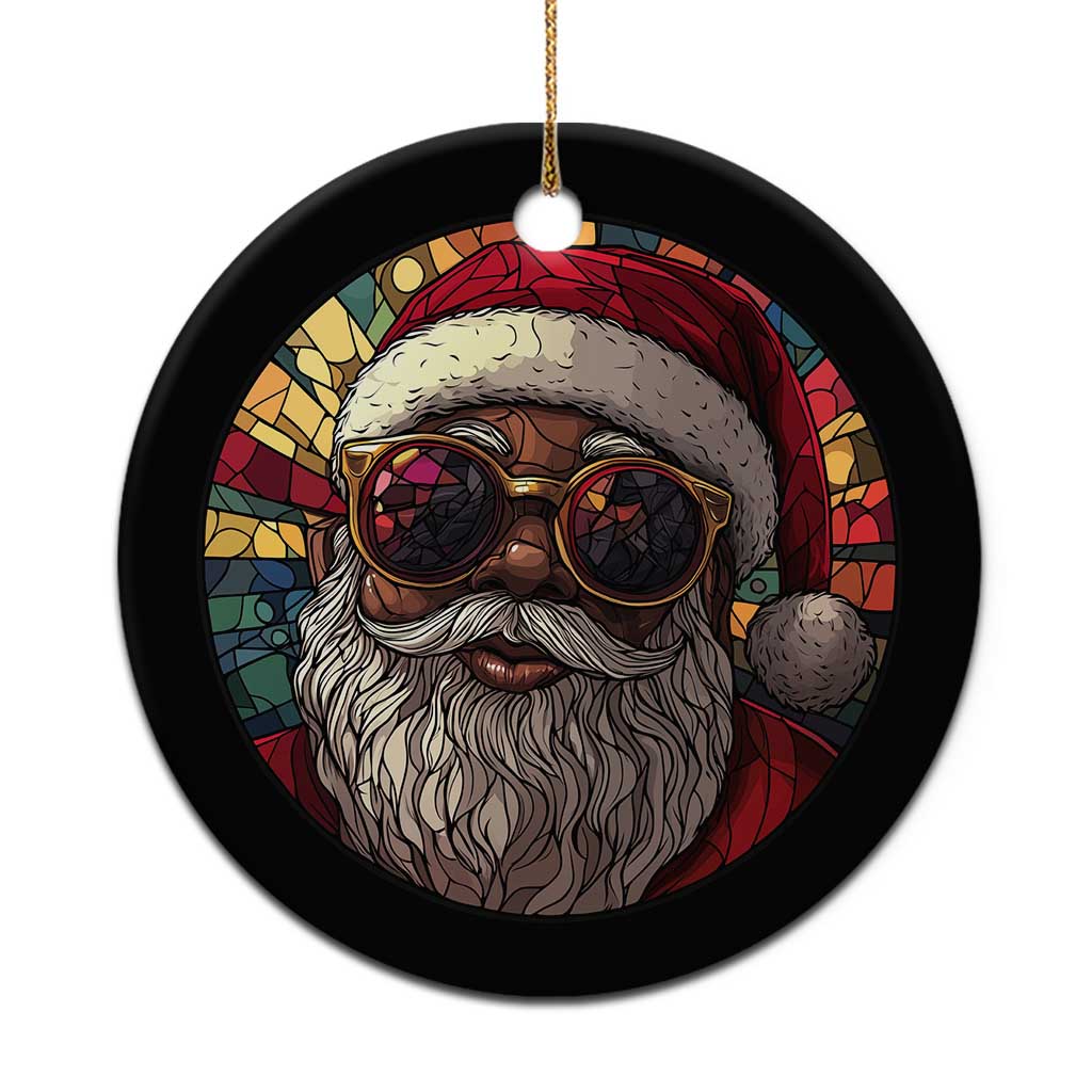African American Santa Stained Glass Effect Printed Christmas Ornament Melanin Claus Festive Xmas Tree TS02