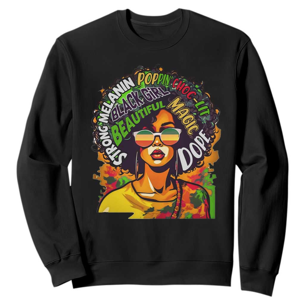 Afro Black Queen Magic Sweatshirt Beautiful Strong Melanin Poppin' Choc-lit Dope TS02