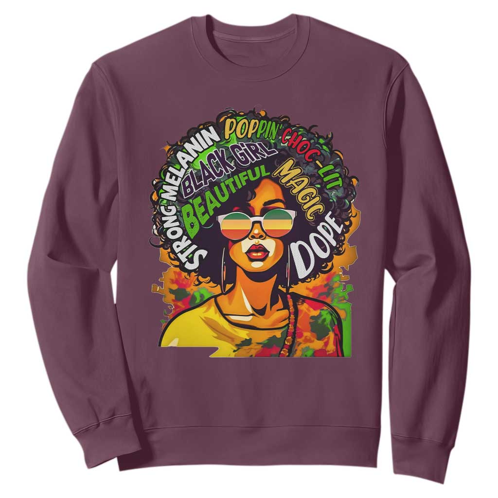 Afro Black Queen Magic Sweatshirt Beautiful Strong Melanin Poppin' Choc-lit Dope TS02