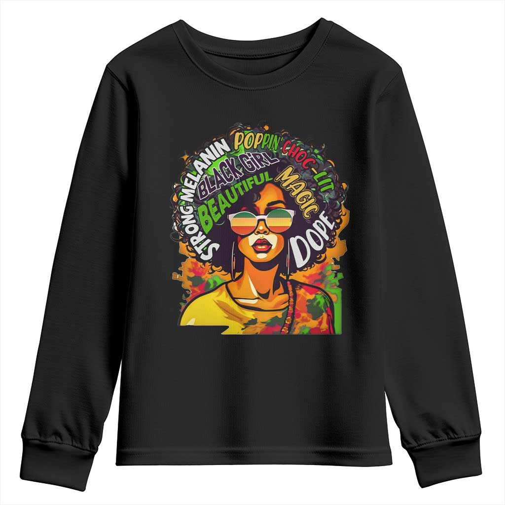 Afro Black Queen Magic Youth Sweatshirt Beautiful Strong Melanin Poppin' Choc-lit Dope TS02