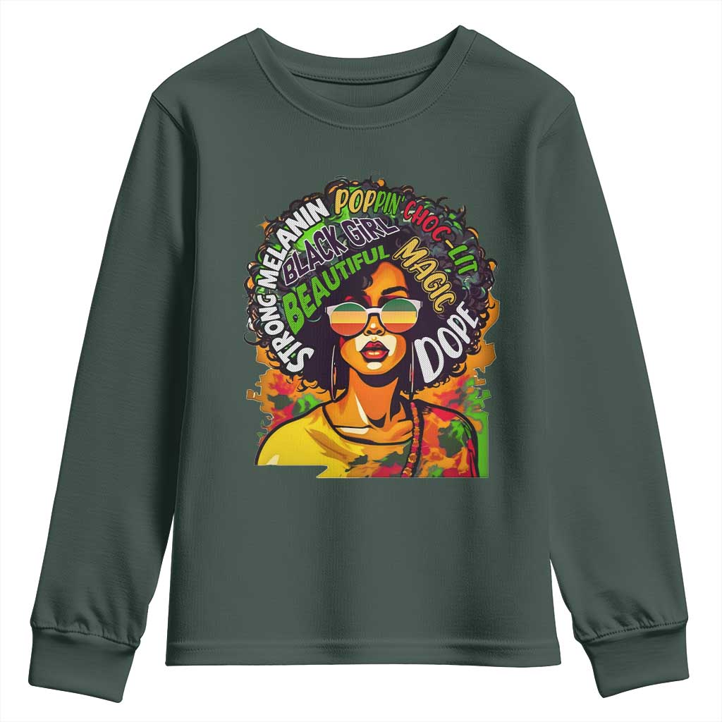 Afro Black Queen Magic Youth Sweatshirt Beautiful Strong Melanin Poppin' Choc-lit Dope TS02
