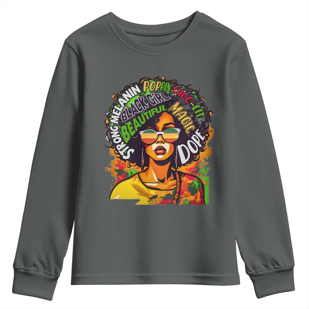 Afro Black Queen Magic Youth Sweatshirt Beautiful Strong Melanin Poppin' Choc-lit Dope TS02