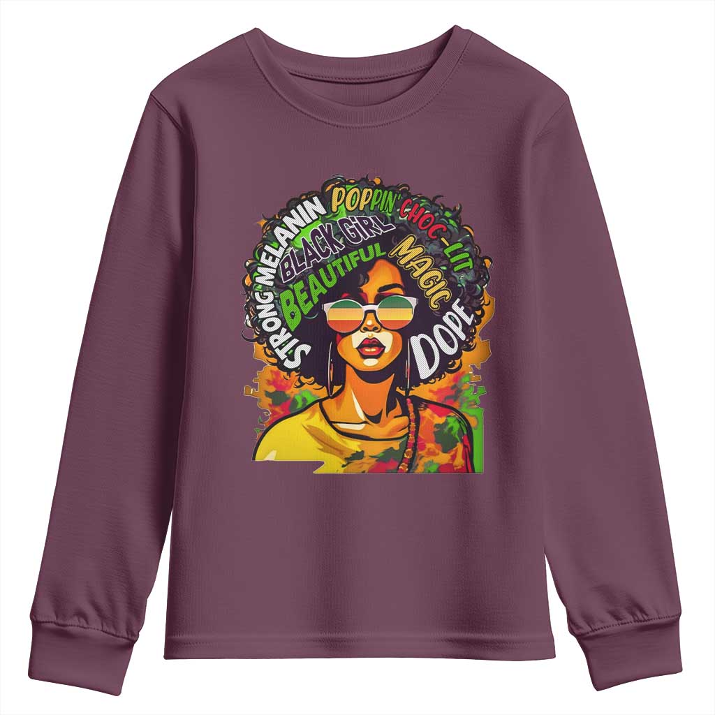 Afro Black Queen Magic Youth Sweatshirt Beautiful Strong Melanin Poppin' Choc-lit Dope TS02