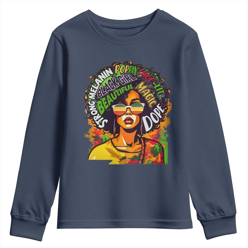 Afro Black Queen Magic Youth Sweatshirt Beautiful Strong Melanin Poppin' Choc-lit Dope TS02