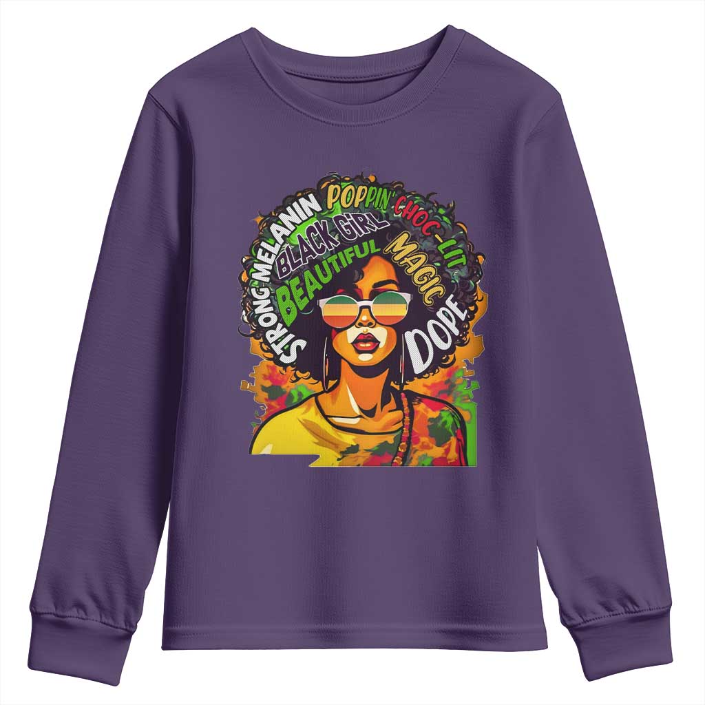 Afro Black Queen Magic Youth Sweatshirt Beautiful Strong Melanin Poppin' Choc-lit Dope TS02