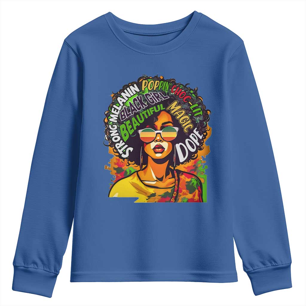 Afro Black Queen Magic Youth Sweatshirt Beautiful Strong Melanin Poppin' Choc-lit Dope TS02