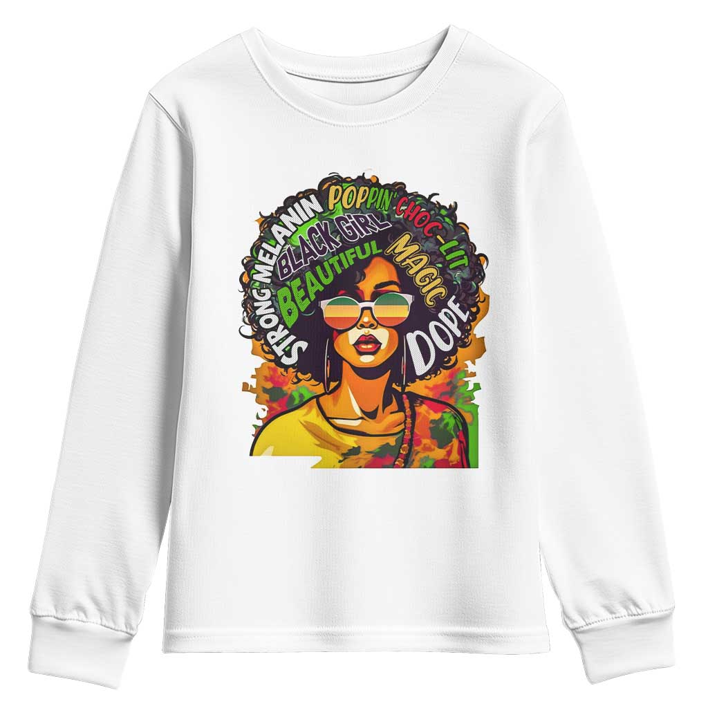 Afro Black Queen Magic Youth Sweatshirt Beautiful Strong Melanin Poppin' Choc-lit Dope TS02