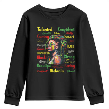 Melanin Locs Girl Youth Sweatshirt Dreadlock Black Pride African American TS02