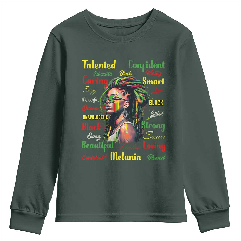 Melanin Locs Girl Youth Sweatshirt Dreadlock Black Pride African American TS02