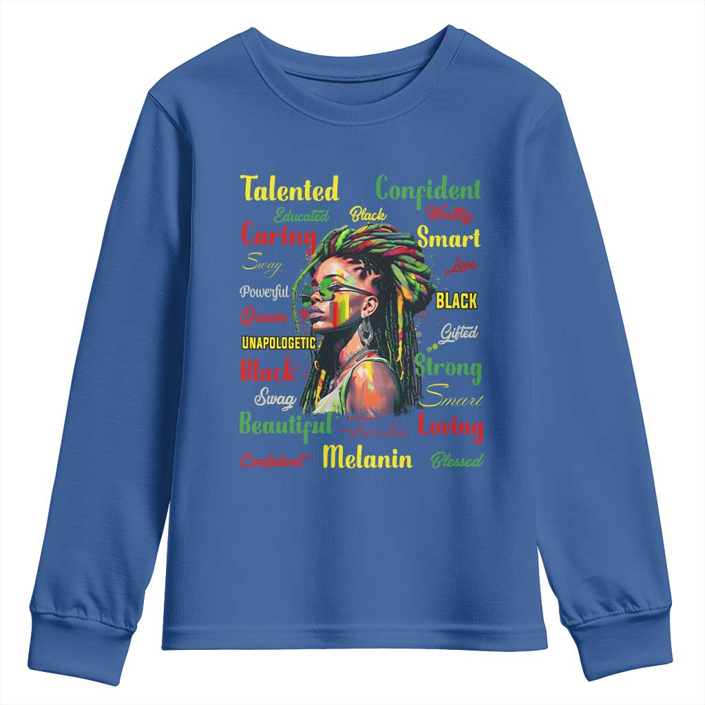 Melanin Locs Girl Youth Sweatshirt Dreadlock Black Pride African American TS02